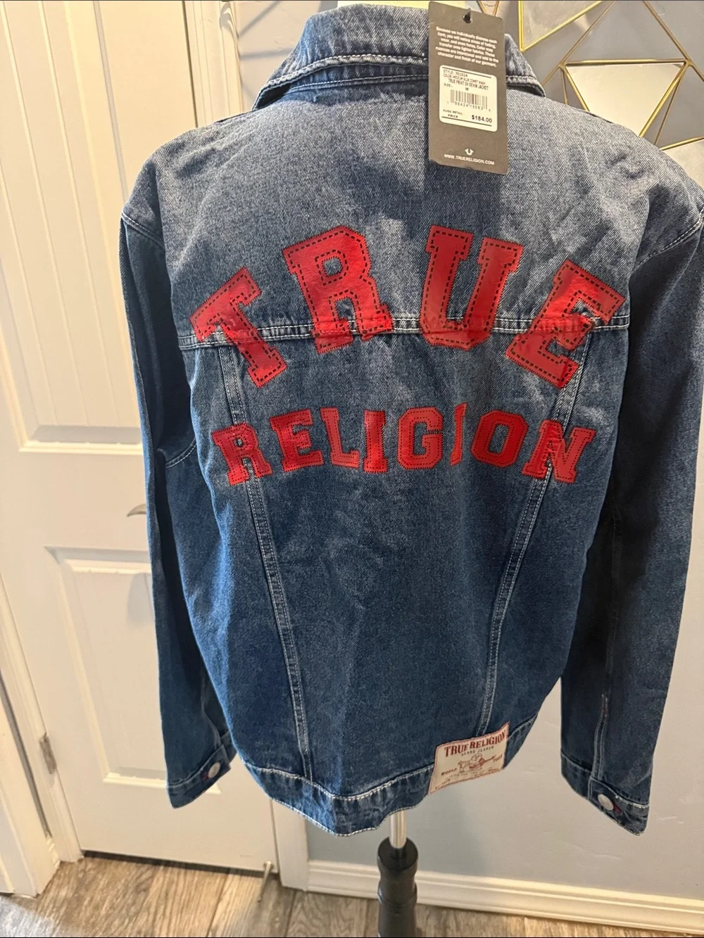 True Religion Blue Denim Jacket with Red Contrast Stitching